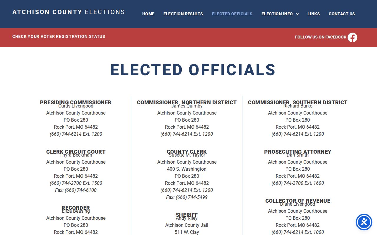 Atchison County elected clerk and Sheriff office listings