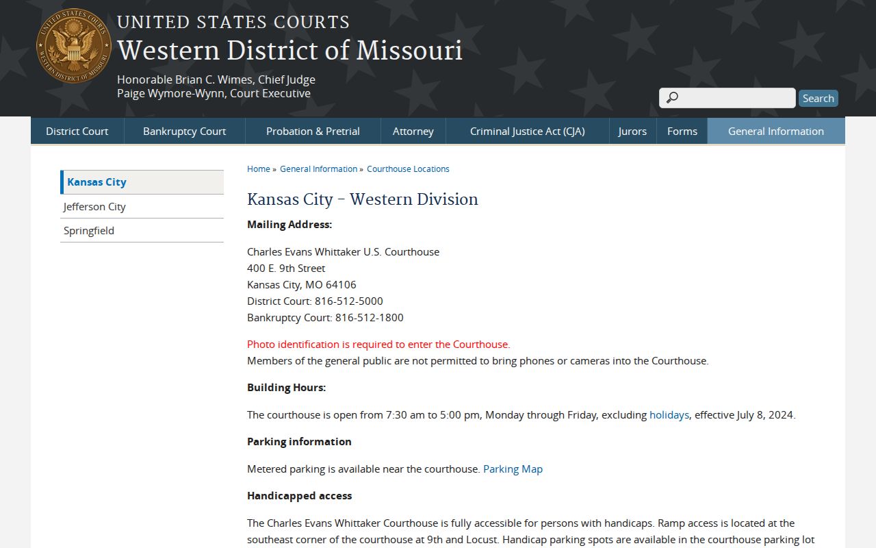 Western District Kansas City courthouse access and contact details